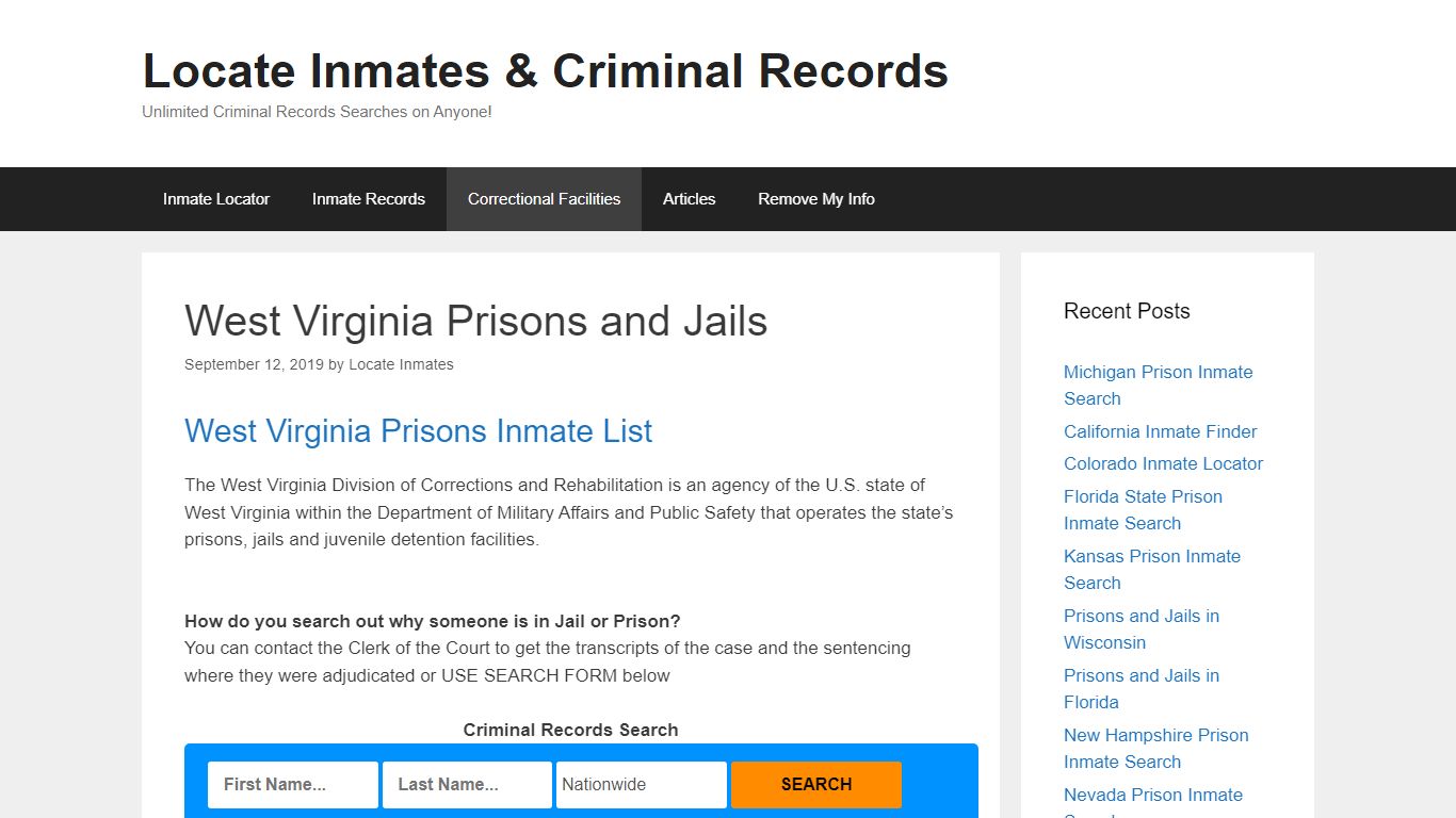 West Virginia Prisons and Jails – Locate Inmates & Criminal Records